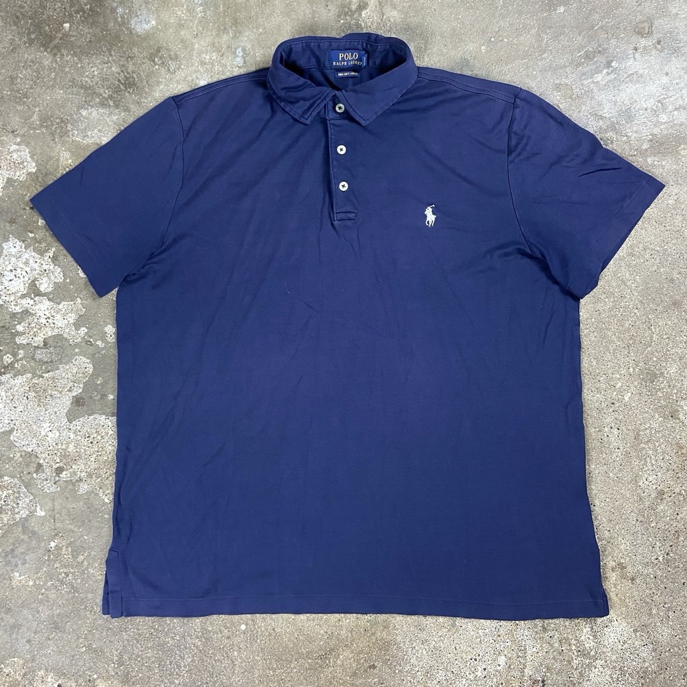 Polo Ralph Lauren Polo Shirt Size XL Navy Blue Pima Soft Touch White Pony Logo